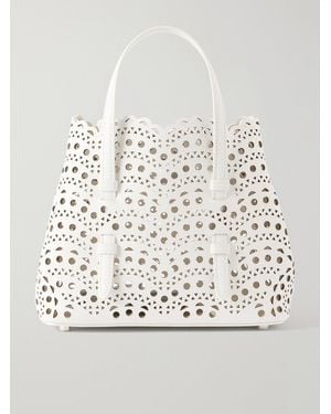 Alaïa Mina 20 Laser-Cut Leather Tote - Natural