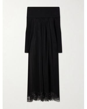 Zimmermann Valiant Off-The-Shoulder Lace-Trimmed Satin Maxi Dress - Black