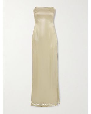 Galvan London Ized Strapless Metallic Satin Gown - White