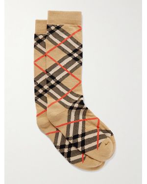 Burberry Checked Cotton-Blend Socks - Metallic