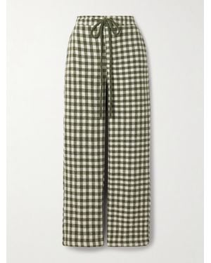 The Elder Statesman Checked Cashmere Straight-Leg Pants - Green