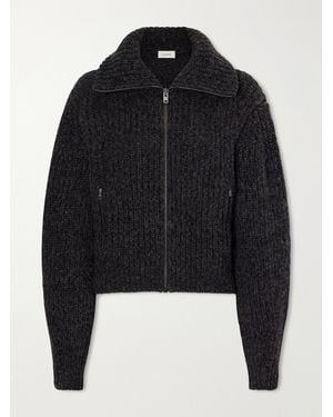 Lemaire Ribbed Alpaca And Yak Wool-Blend Zip-Up Cardigan - Black