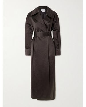 Sa Su Phi Valentina Trenchcoat Aus Seidensatin Mit Gürtel - Schwarz