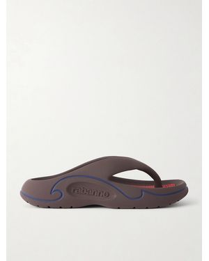 Rabanne 3D Logo-Embossed Thong Sandals - Brown