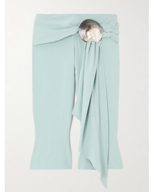 Conner Ives Verkürzte, Eng Geschnittene Hose Aus Recyceltem Stretch-Satin Mit Verzierung - Blau