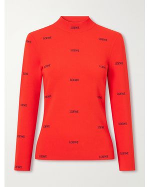 Loewe Logo-Embroidered Ribbed-Knit Turtleneck Jumper