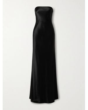 Salon 1884 Net Sustain Linea Strapless Silk-Satin Gown - Black