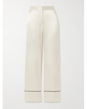 Kiki de Montparnasse Piped Silk-Charmeuse Wide-Leg Trousers - White