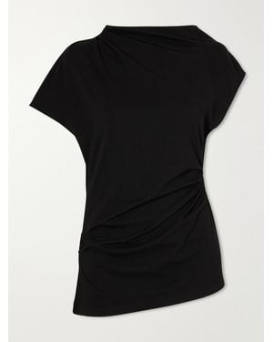 Agolde Beckly Gathered Organic Cotton-Jersey T-Shirt - Black