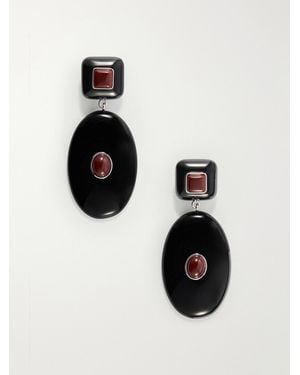 Julietta Pantheon Rhodium-Plated Resin Carnelian Earrings - Black