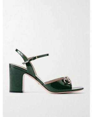 Gucci Horsebit-Embellished Patent-Leather Sandals - Metallic