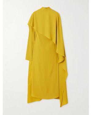 ‎Taller Marmo Carrington Cape-Effect Crepe Midi Dress - Yellow