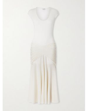 Alaïa Maxikleid Aus Wolle Mit Falten - Weiß