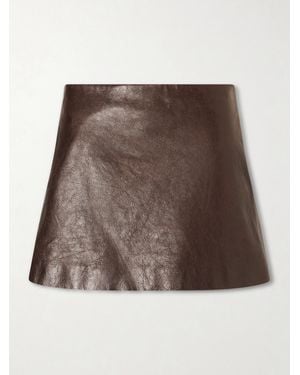 Balenciaga Crinkle Leather Mini Skirt - Brown