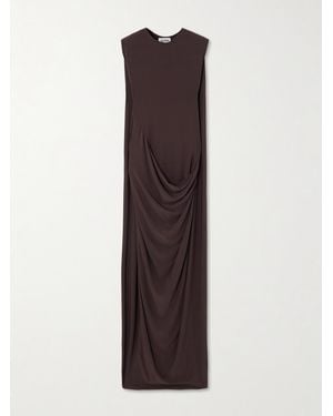 Jean Paul Gaultier Draped Stretch-Satin Maxi Dress - Brown