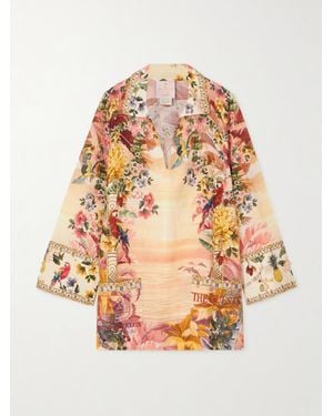 CAMILLA Mini-Robe En Lin Imprimé À Cristaux X The Lotus - Neutre