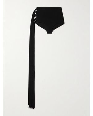 Ann Demeulemeester Xana Buckled Fringed Stretch-Crepe Shorts - Black