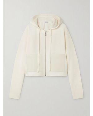 Loewe Leather-Trimmed Wool-Blend Hoodie - Natural