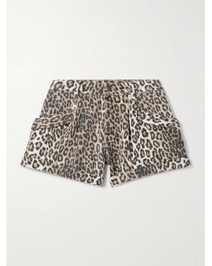 R13 Jodphur Leopard-Print Denim Shorts - Multicolour