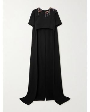 Dries Van Noten Embellished Crepe Cape-Effect Top - Black