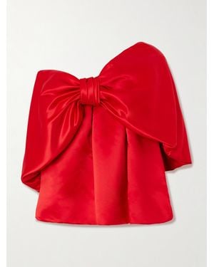 Simone Rocha Off-The-Shoulder Bow-Embellished Satin Blouse - Red
