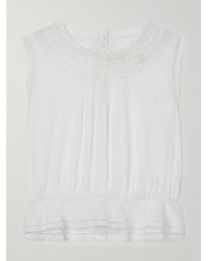 Doen Lilibet Lace-Trimmed Pintucked Organic Cotton-Voile Top - White