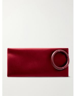 Tom Ford Aura Leather-Trimmed Satin Clutch - Red