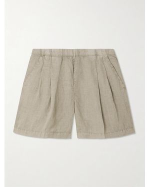 James Perse Pleated Linen Shorts - Natural