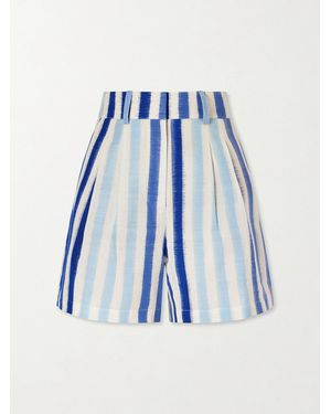 Emporio Sirenuse Beatrice Ikat Striped Cotton Shorts - Blue