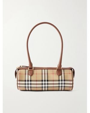 Burberry Barrel Mini Checked Coated-Canvas Shoulder Bag - White