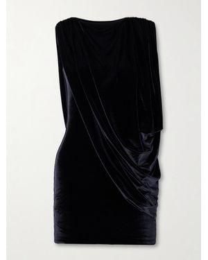 Maygel Coronel Ricaurte Draped Stretch-Velvet Mini Dress - Black