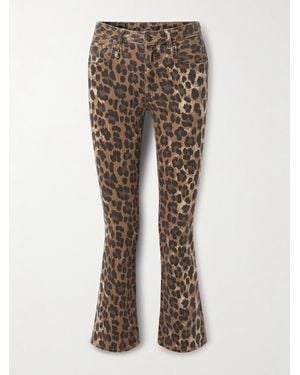 R13 Kick Fit Cropped Leopard-Print Mid-Rise Flared Jeans - Natural