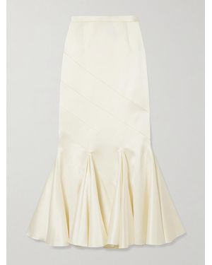 Violante Nessi Gentileschi Pleated Panelled Satin Maxi Skirt - Natural