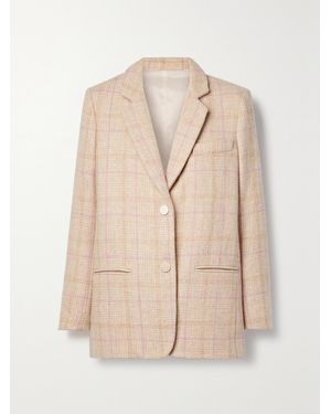 LoveShackFancy Denzel Checked Houndstooth Wool Blazer - Natural