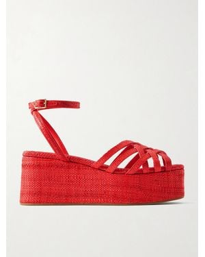 Loeffler Randall Channing Raffia Platform Sandals - Red