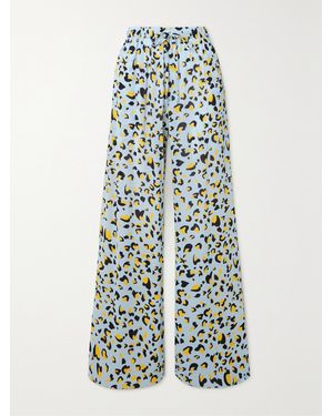 AZ FACTORY Lutz Huelle Leopard-Print Crepe De Chine Wide-Leg Trousers - White