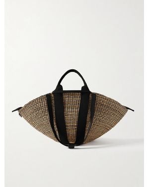 Muuñ Sophie Webbing-Trimmed Woven Straw Tote - Brown