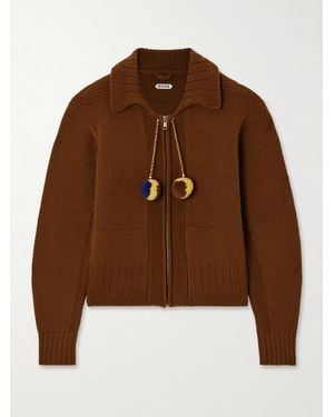Bode Marion Cardigan Aus Wolle Mit Pompons - Braun