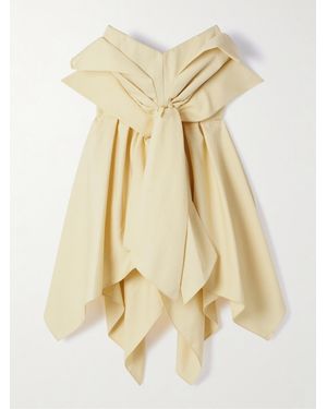 Christopher John Rogers Bow-Embellished Off-The-Shoulder Twill Top - Natural
