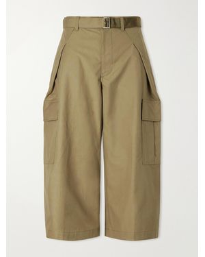 Sacai Cotton Wide-Leg Cargo Trousers - Natural