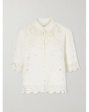 SKALL Talia Broderie Anglaise Cotton And Linen-Blend Shirt - White