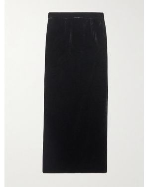 The New Arrivals Ilkyaz Ozel Raja Velvet Midi Skirt - Black