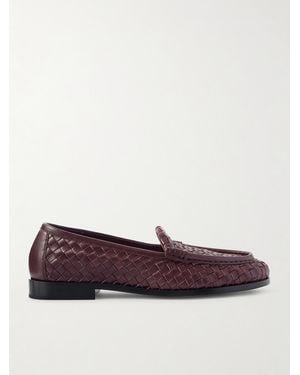 Bottega Veneta Silenzio Intrecciato Leather Loafers - Brown