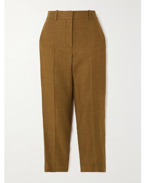 Loro Piana Cropped Linen And Wool-Blend Tapered Trousers - Natural