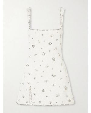 Clio Peppiatt Diamond Embellished Tulle Mini Dress - Natural