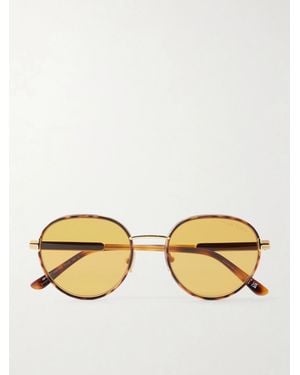 Tom Ford Jet-02 Round-Frame-Tone And Acetate Sunglasses - Metallic