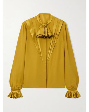 Valentino Garavani Pleated Silk Blouse - Yellow