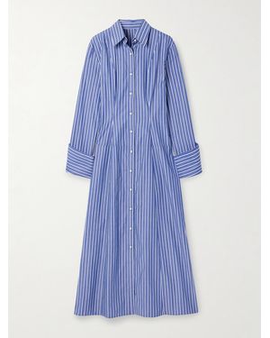 Brandon Maxwell The Sammy Striped Cotton-Poplin Midi Shirt Dress - Blue