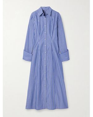 Brandon Maxwell The Sammy Striped Cotton-Poplin Midi Shirt Dress - Blue