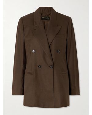 Loro Piana Oversized Double-Breasted Virgin Wool Blazer - Brown